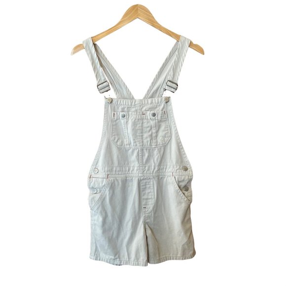 Polo Ralph Lauren Kids Girls L (12/14) Denim Shortalls Cream Beige 100% Cotton - Picture 1 of 15